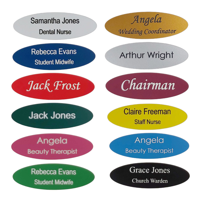 Personalised Name Badge Oval 75mm x 25mm